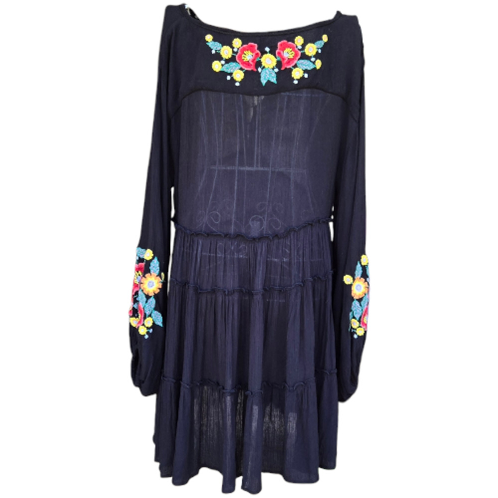 Free People Spell On You Black Embroidered Dress Small Petite - Picture 4 of 8